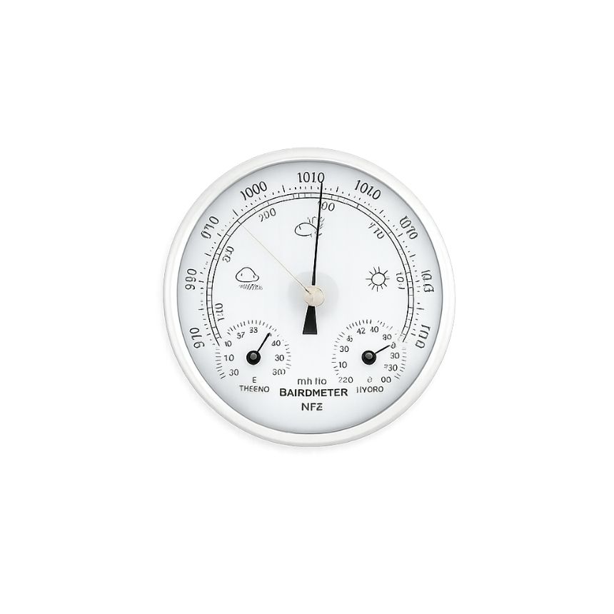 Ufly Barometre Termometre Higrometre 108 mm 3 lü Set Gümüş Denizcilik İçin Şık Tasarım